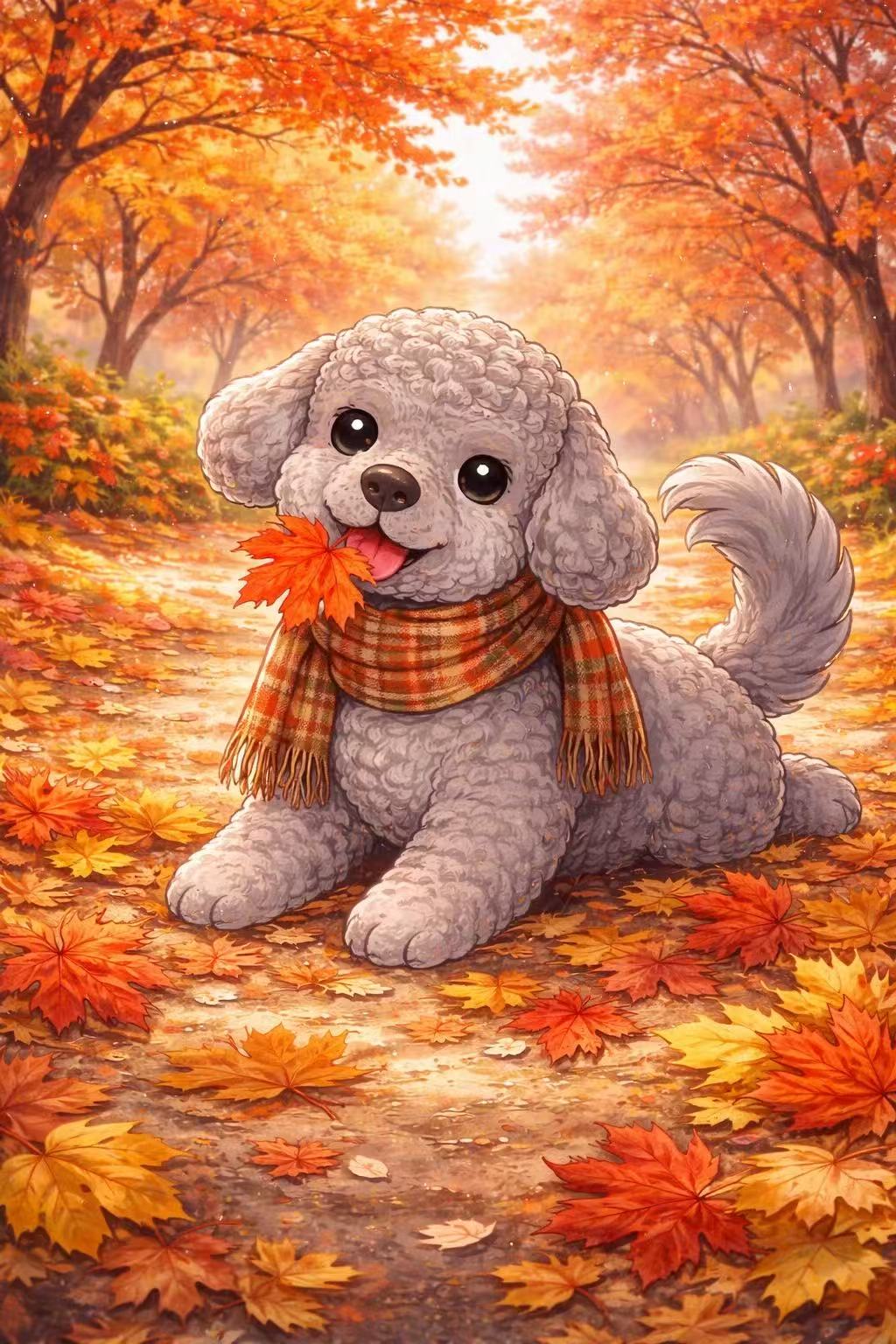 October 2026 Finn Enjoying His Autumn Leaves Moments Calendar Card