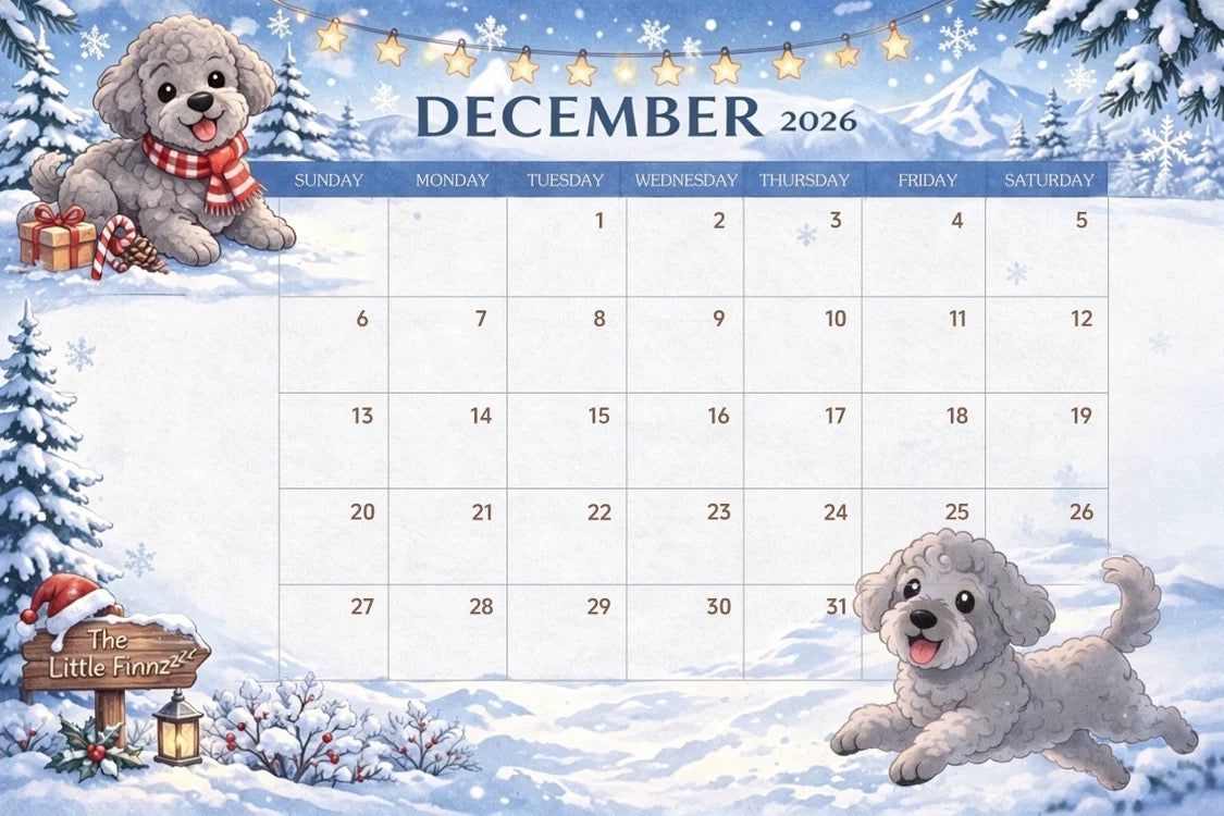 December 2026 Finn Welcoming the Snowy Winter Season Moments Calendar Card