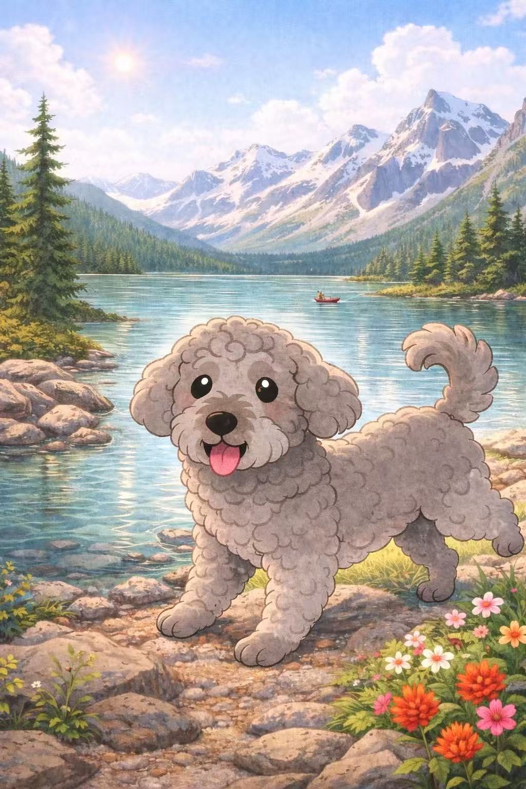 July 2026 Finn at the Summer Lake Calendar Card