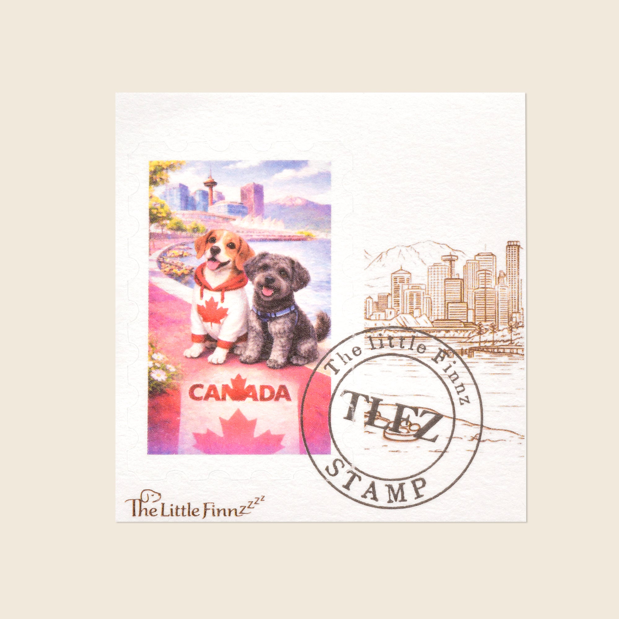 Canadian Pup Around the World Friends - Canada (Vancouver) Travel Stamp
