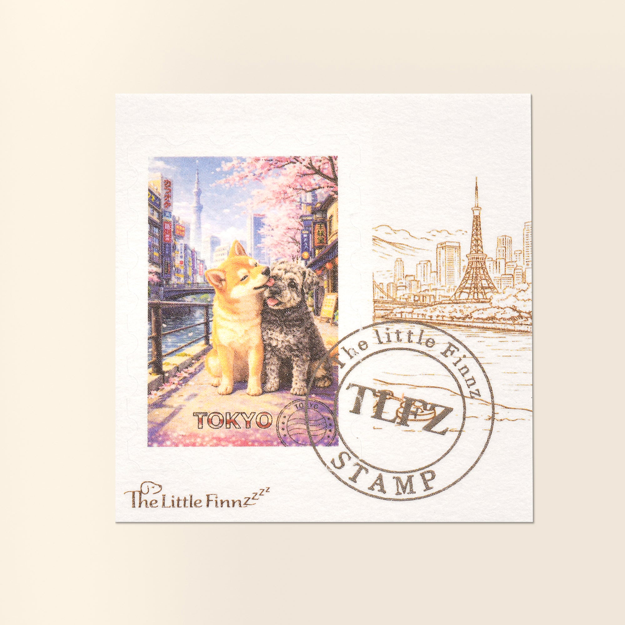 Finnz Around the World Friends - Japan(Tokyo) Travel Stamp Sticker