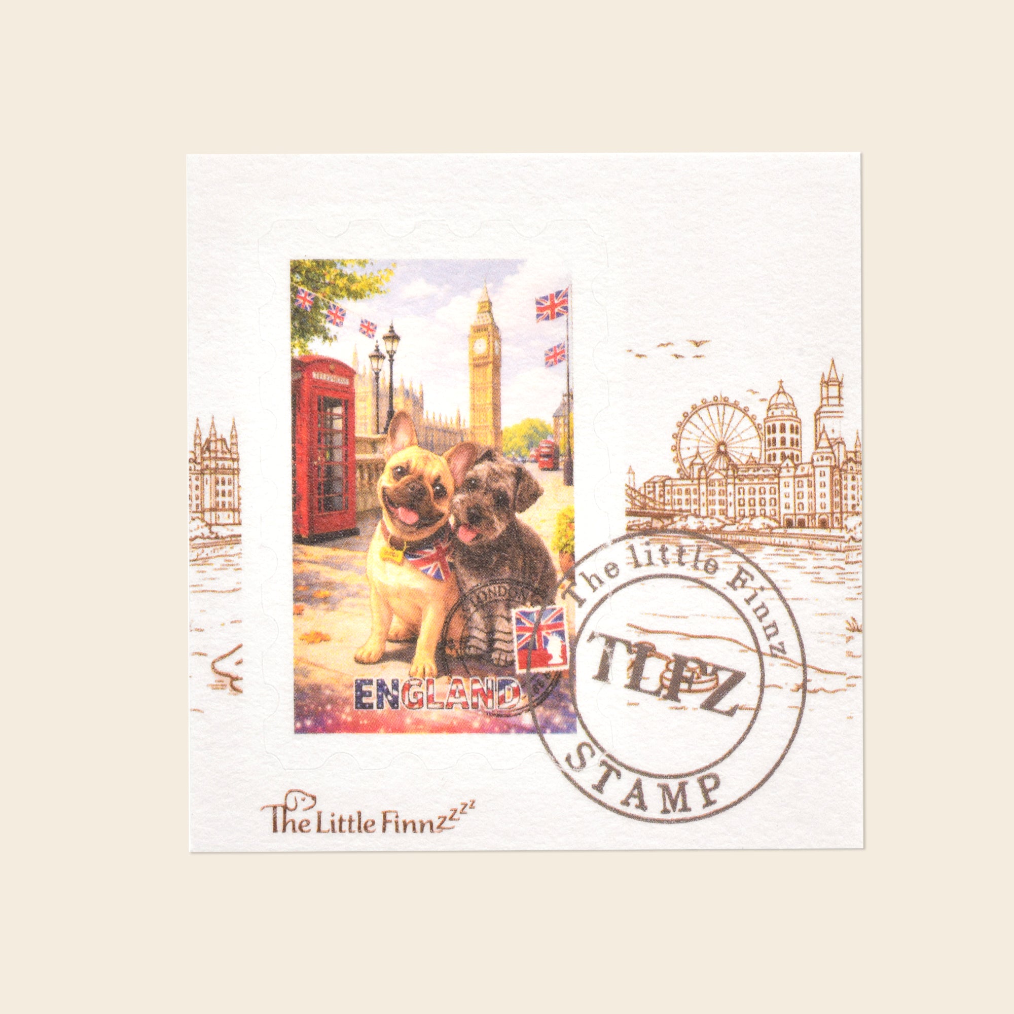 Finnz Around the World Friends - UK (London) Travel Stamp Sticker