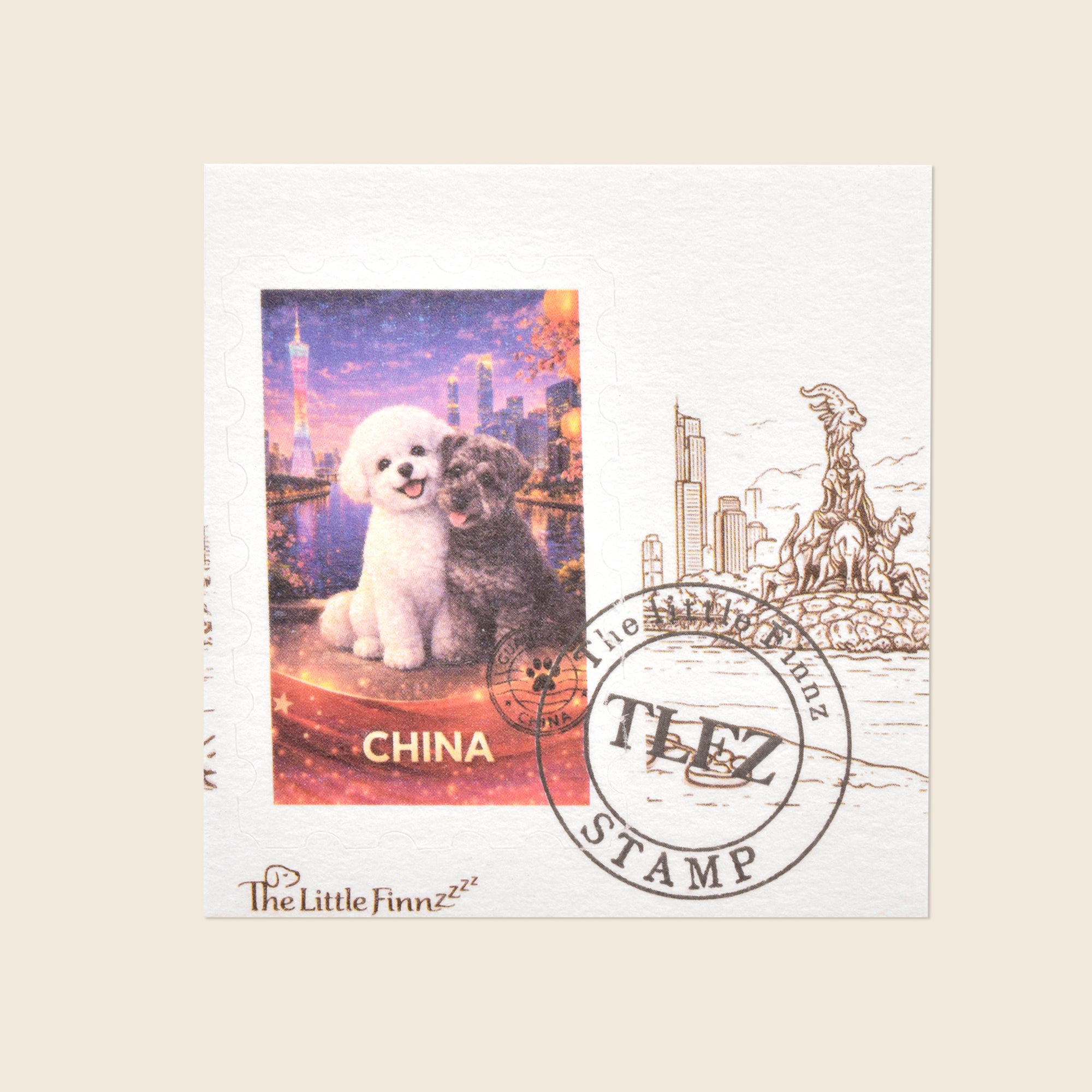 Finnz Around the World Friends - China (GuangZhou) Travel Stamp  Sticker