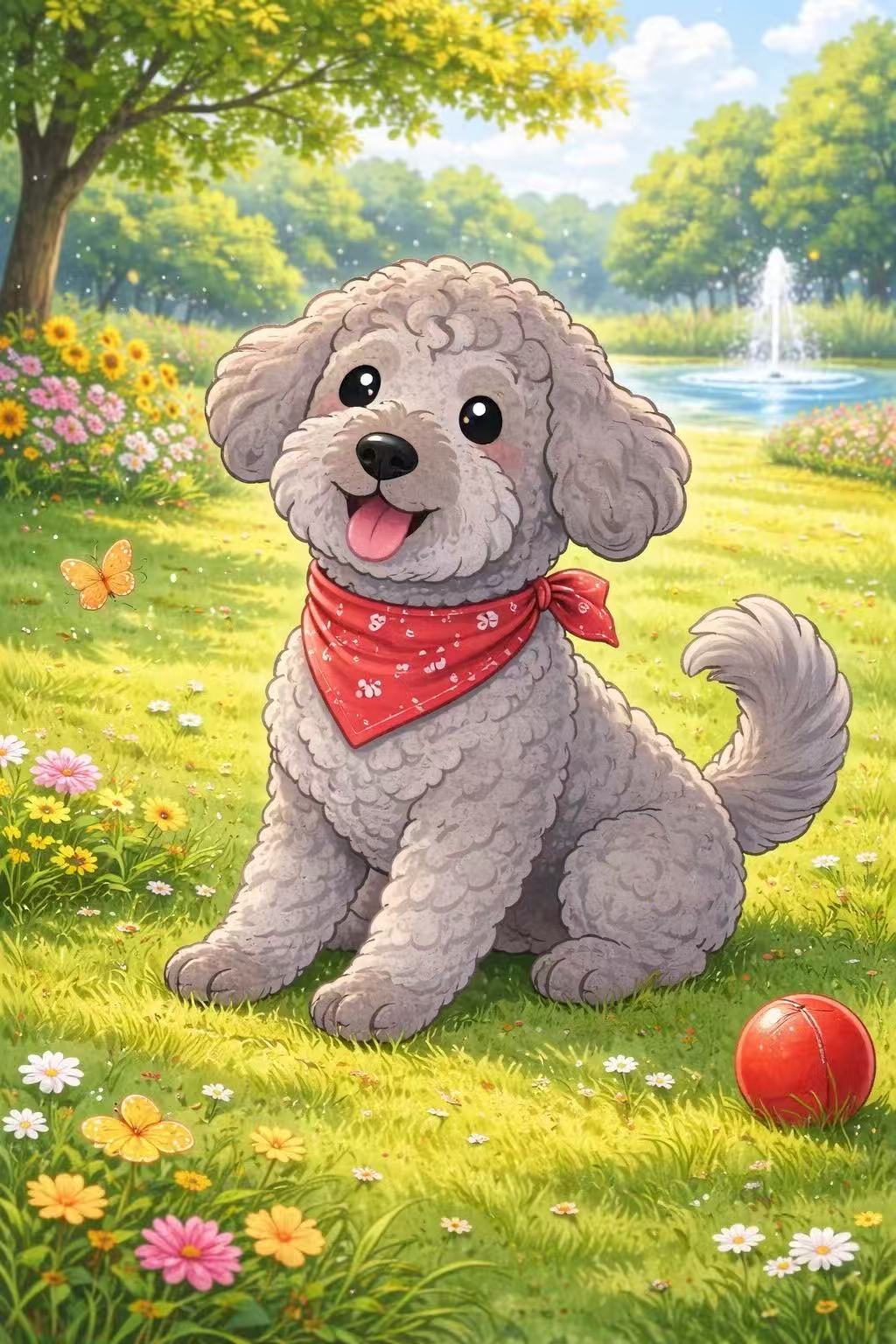 June 2026 Finn at the Summer Garden Calendar Card